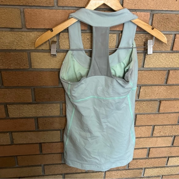 Lululemon Thick Strap Scoop Neck Halter Tank Top Blue/Grey Green Size 6 - Picture 2 of 4